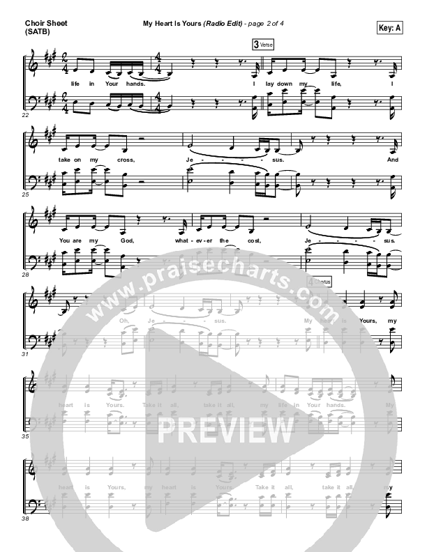 My Heart Is Yours (Radio) Choir Sheet (SATB) (Kristian Stanfill / Passion)