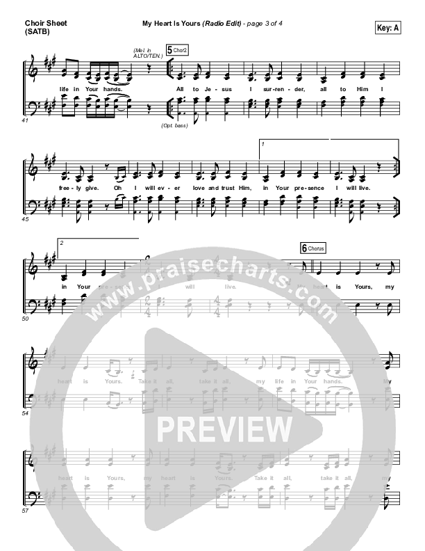 My Heart Is Yours (Radio) Choir Sheet (SATB) (Kristian Stanfill / Passion)