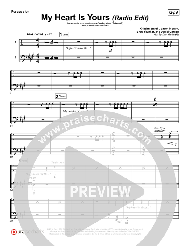 My Heart Is Yours (Radio) Percussion (Kristian Stanfill / Passion)