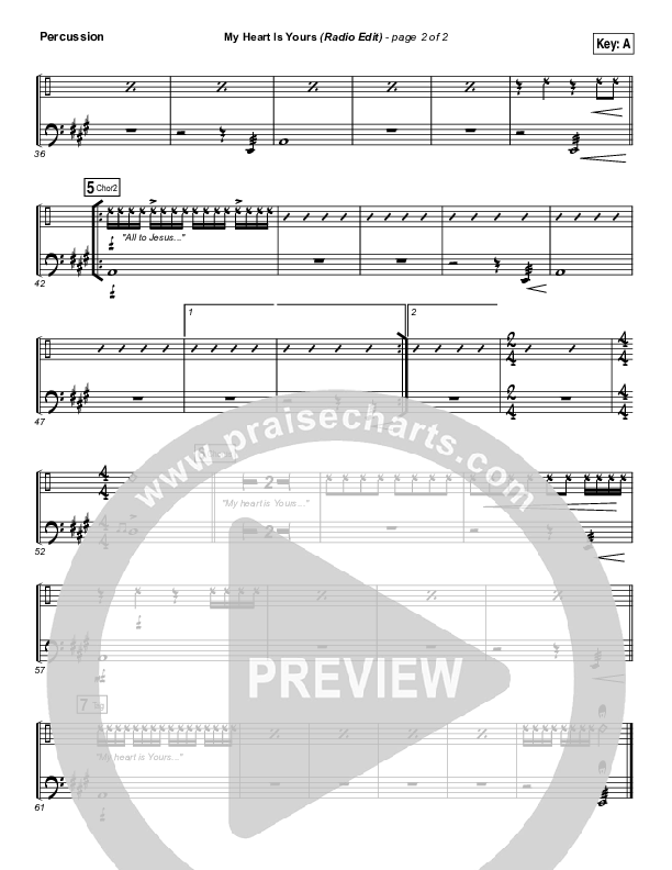 My Heart Is Yours (Radio) Percussion (Kristian Stanfill / Passion)