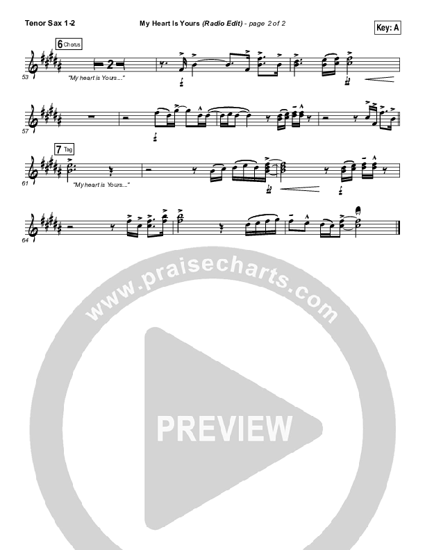 My Heart Is Yours (Radio) Tenor Sax 1/2 (Kristian Stanfill / Passion)
