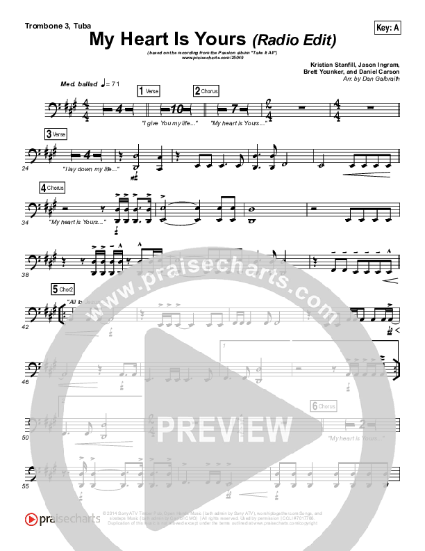 My Heart Is Yours (Radio) Trombone 3/Tuba (Kristian Stanfill / Passion)