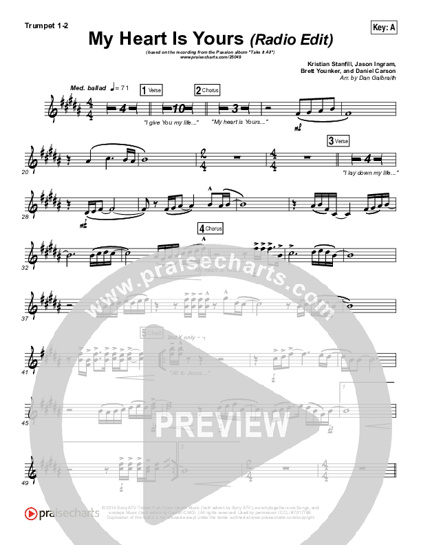 My Heart Is Yours (Radio) Trumpet 1,2 (Kristian Stanfill / Passion)