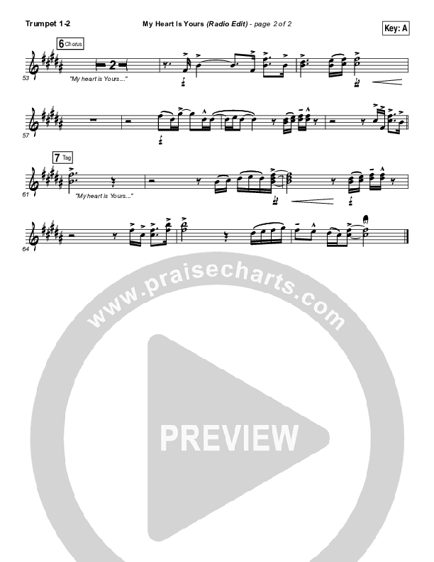 My Heart Is Yours (Radio) Trumpet 1,2 (Kristian Stanfill / Passion)
