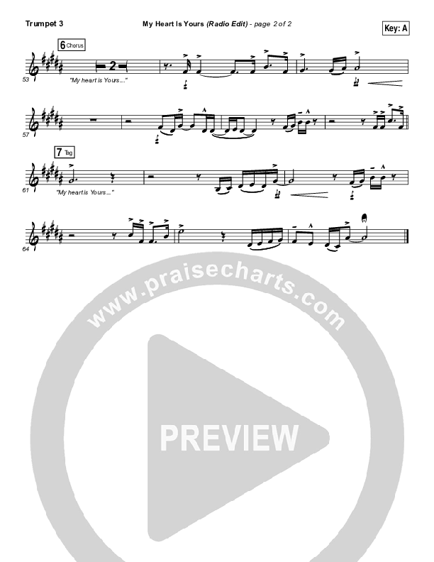 My Heart Is Yours (Radio) Trumpet 3 (Kristian Stanfill / Passion)