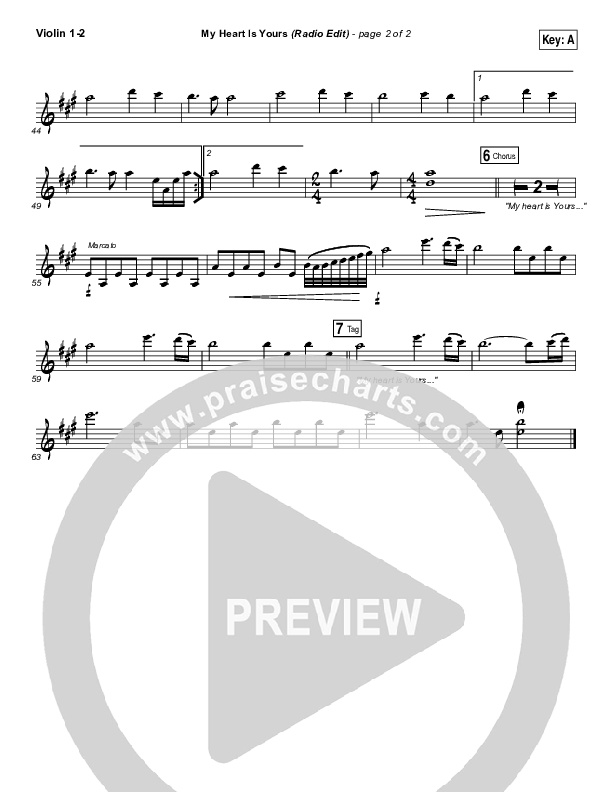 My Heart Is Yours (Radio) Violin 1/2 (Kristian Stanfill / Passion)