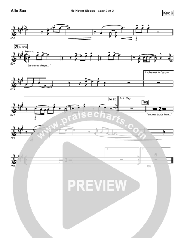 He Never Sleeps Alto Sax (Don Moen)