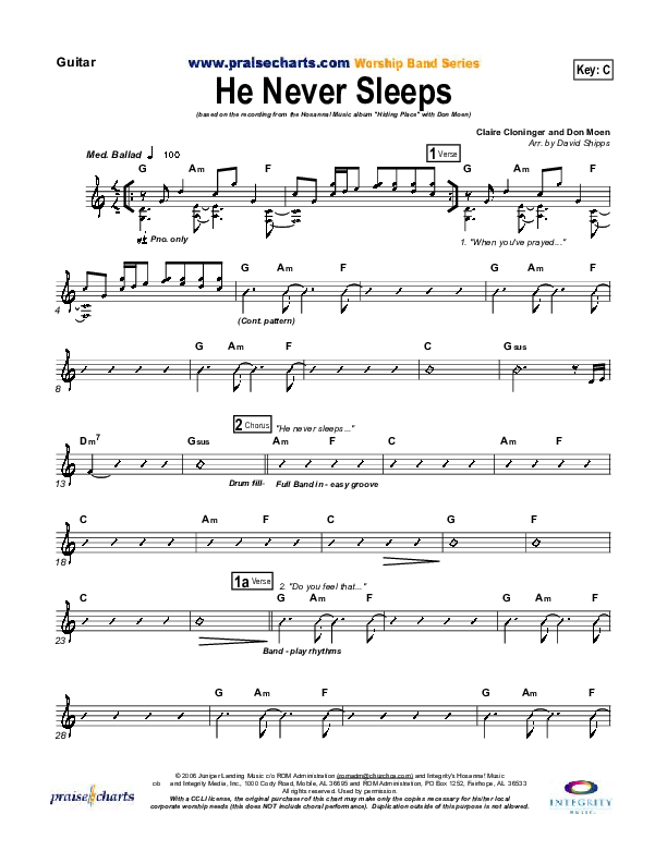 He Never Sleeps Guitar (Don Moen)