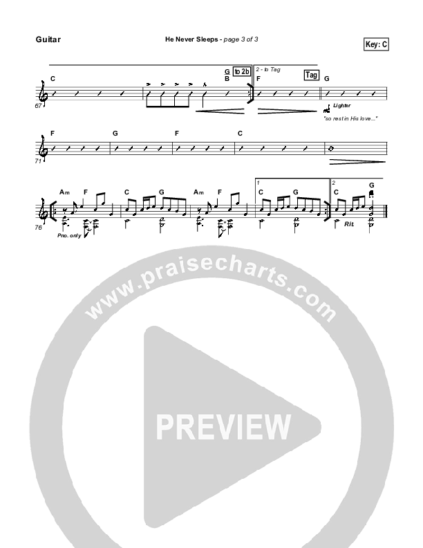 He Never Sleeps Guitar (Don Moen)