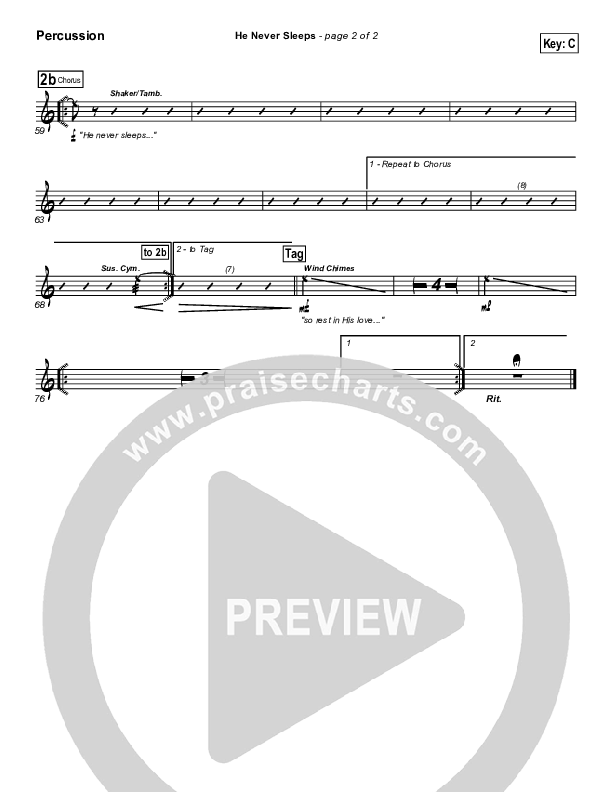 He Never Sleeps Percussion (Don Moen)
