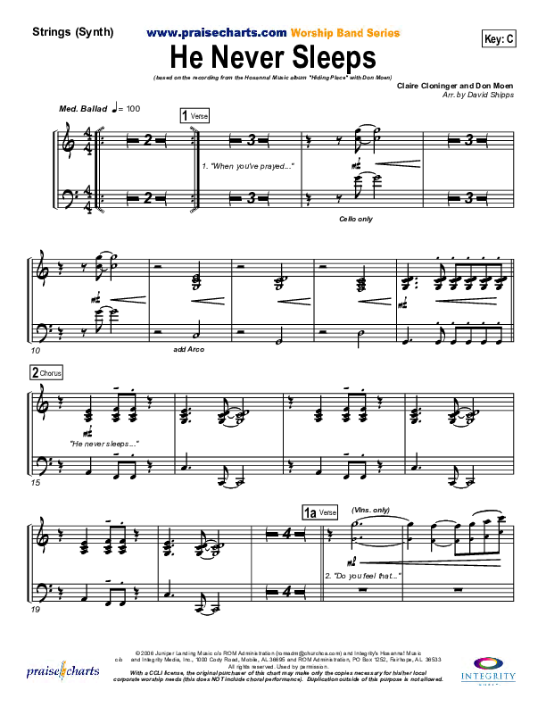 He Never Sleeps Synth Strings (Don Moen)