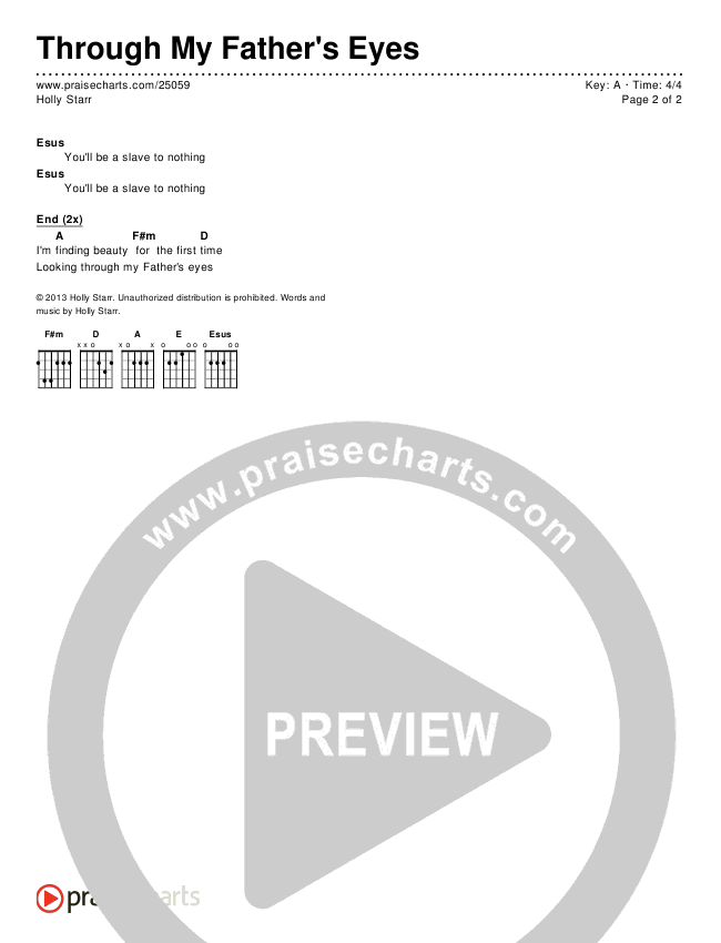 Through My Father's Eyes Chords & Lyrics (Holly Starr)