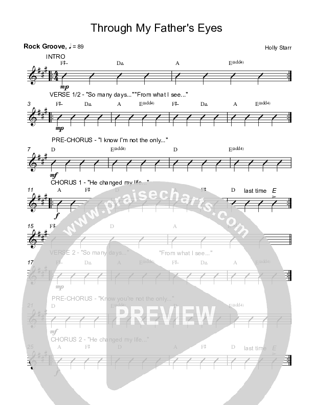 Through My Father's Eyes Rhythm Chart (Holly Starr)