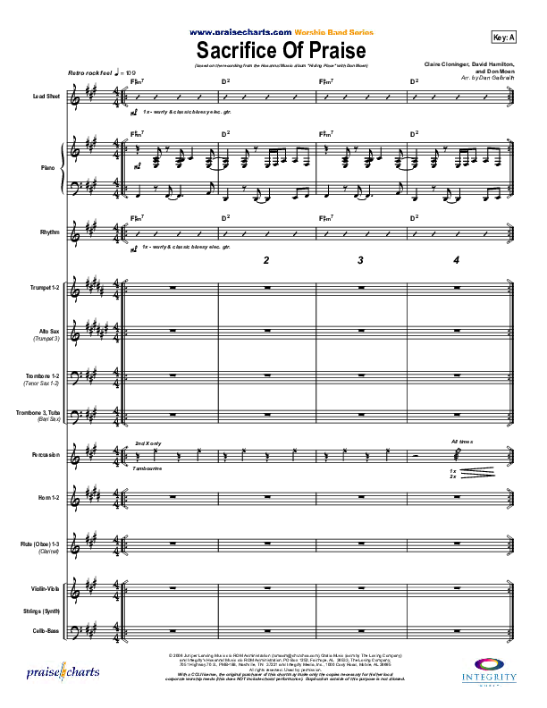 Sacrifice Of Praise Conductor's Score (Don Moen)