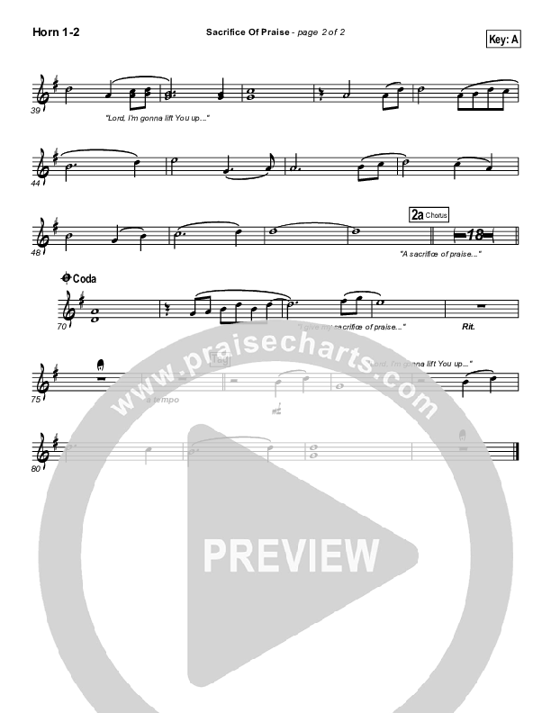 Sacrifice Of Praise French Horn 1/2 (Don Moen)