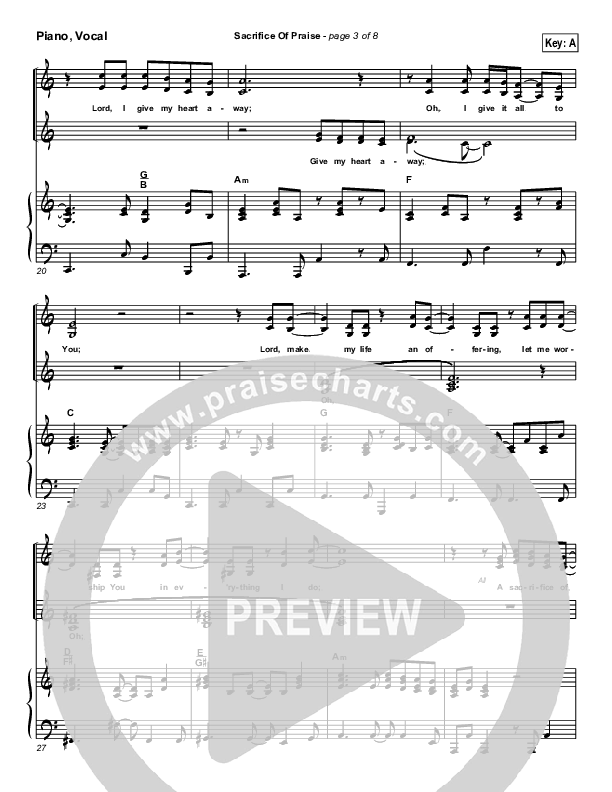 Sacrifice Of Praise Lead & Piano (Don Moen)