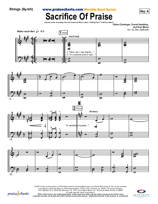 Sacrifice Of Praise Synth Strings (Don Moen)