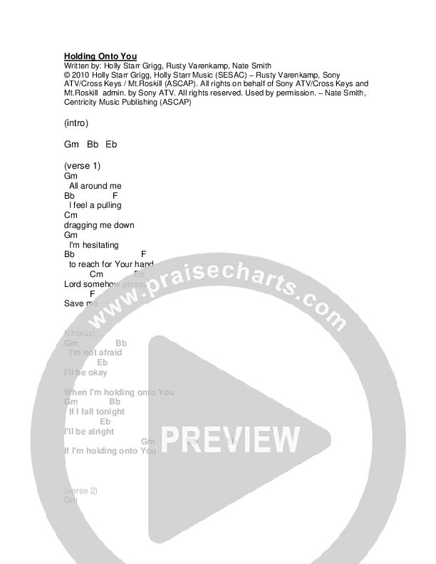 Holding On To You Chords & Lyrics (Holly Starr)