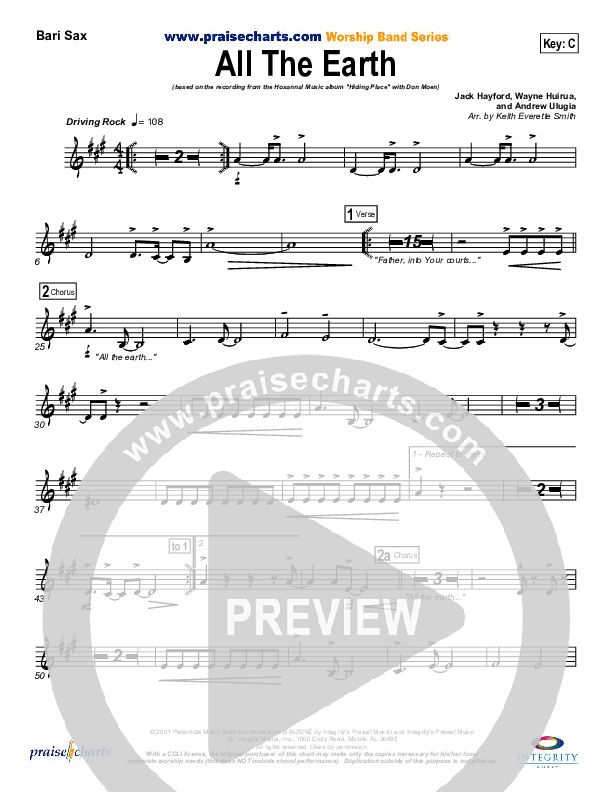 All The Earth Bari Sax (Don Moen)