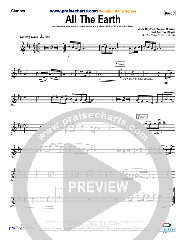 All The Earth Clarinet (Don Moen)