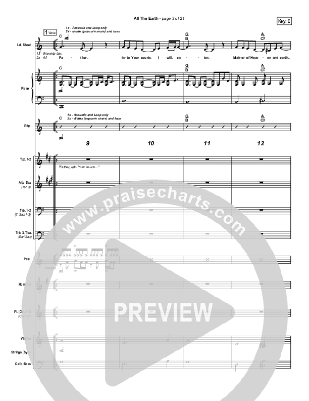 All The Earth Conductor's Score (Don Moen)