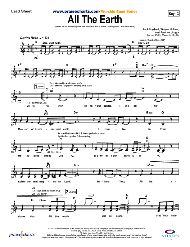 All The Earth Lead Sheet (Don Moen)