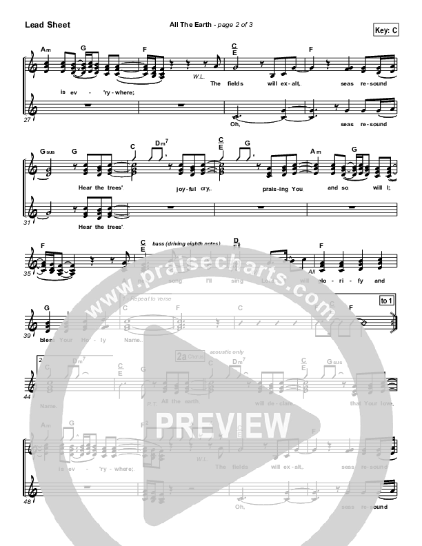 All The Earth Lead Sheet (Don Moen)