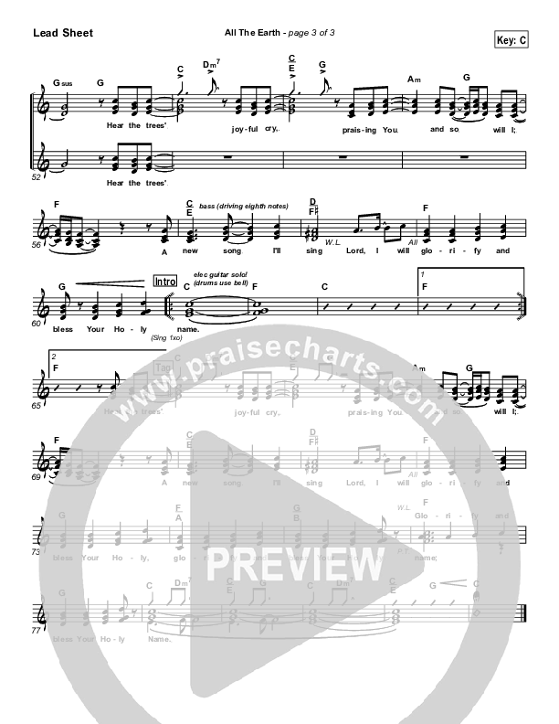 All The Earth Lead Sheet (Don Moen)