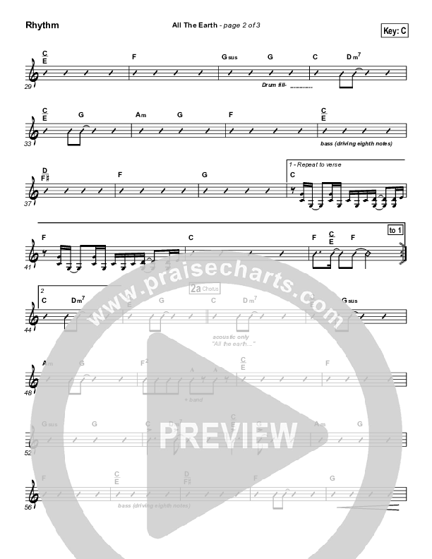 All The Earth Rhythm Chart (Don Moen)