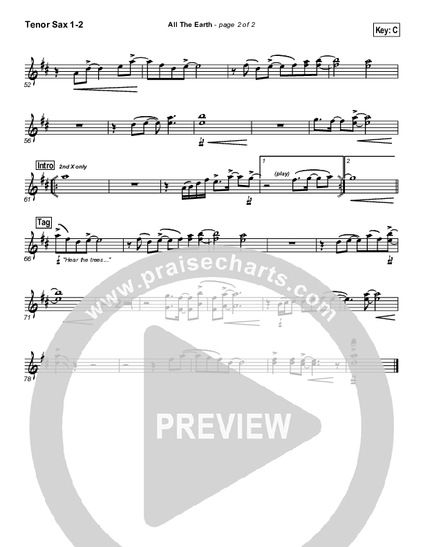 All The Earth Tenor Sax 1/2 (Don Moen)