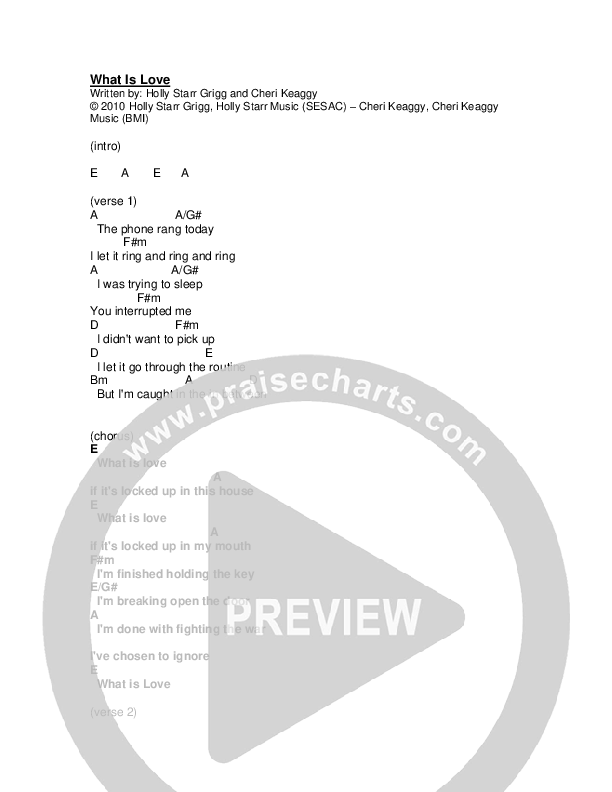 What Is Love Chords & Lyrics (Holly Starr)