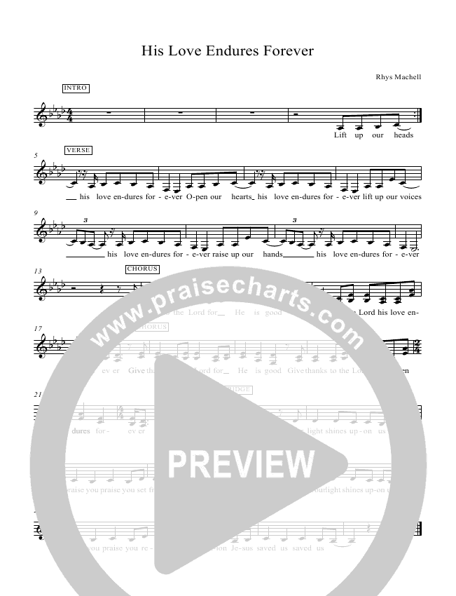 His Love Endures Forever Sheet Music PDF (Riverview Church) PraiseCharts