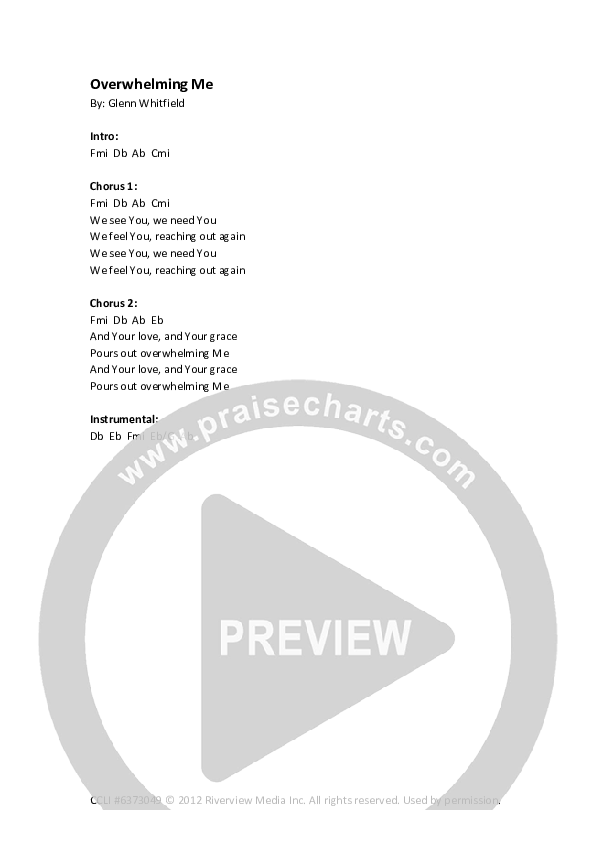 Overwhelming Me Chords & Lyrics (Riverview Church)