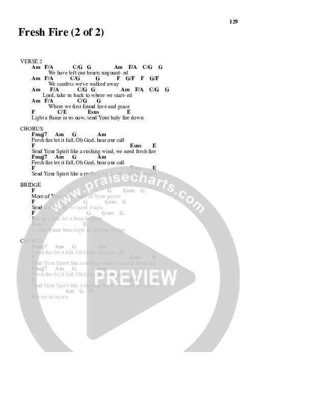 Fresh Fire Chord Chart (Don Moen)