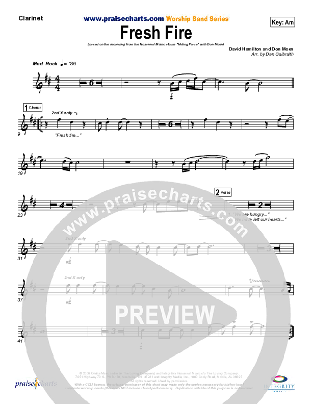 Fresh Fire Clarinet (Don Moen)