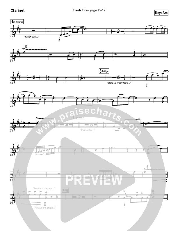 Fresh Fire Clarinet (Don Moen)