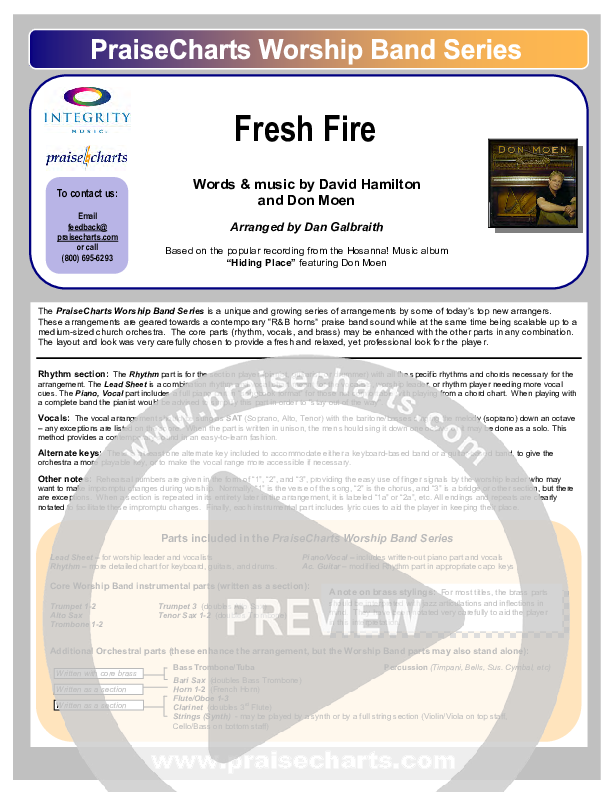 Fresh Fire Cover Sheet (Don Moen)