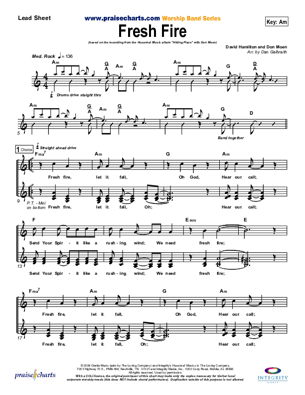 Fresh Fire Lead Sheet (Don Moen)