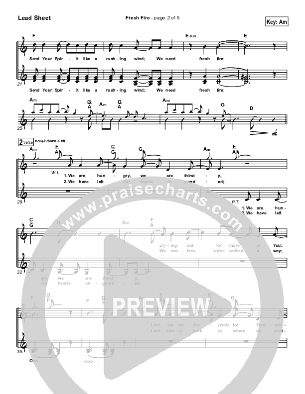 Fresh Fire Lead Sheet (Don Moen)