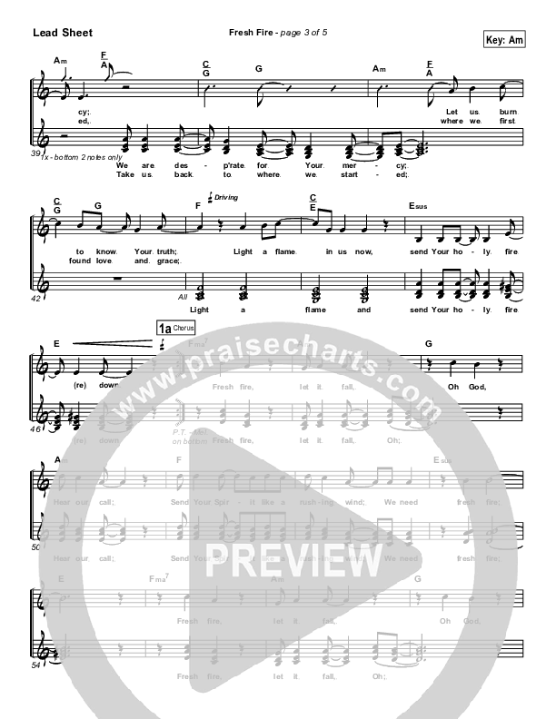 Fresh Fire Lead Sheet (Don Moen)