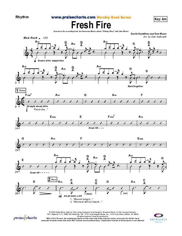 Fresh Fire Rhythm Chart (Don Moen)