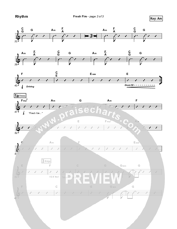 Fresh Fire Rhythm Chart (Don Moen)