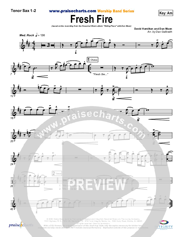 Fresh Fire Tenor Sax 1/2 (Don Moen)
