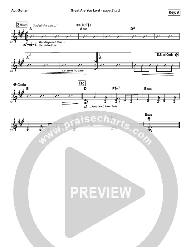 Great Are You Lord Acoustic Guitar (All Sons & Daughters)