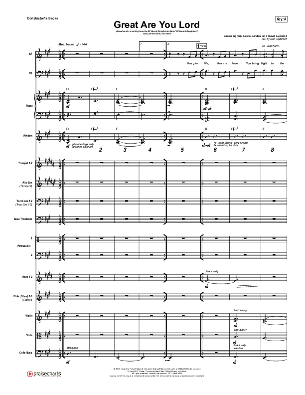 Great Are You Lord Orchestration (All Sons & Daughters)