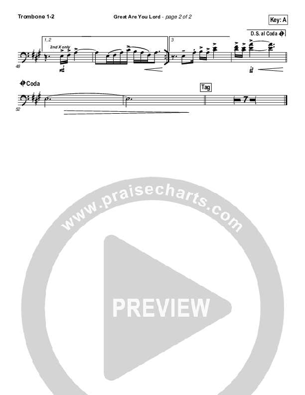 Great Are You Lord Trombone 1/2 (All Sons & Daughters)