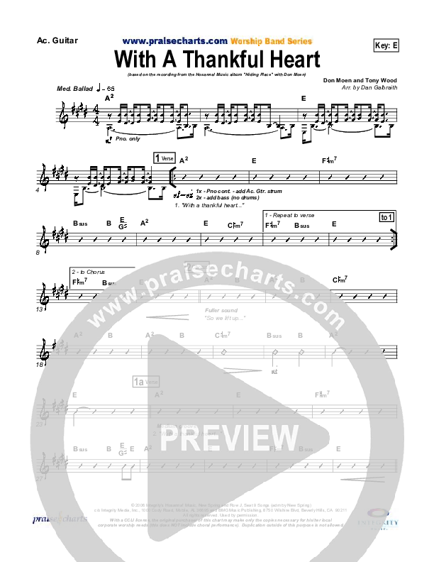 With A Thankful Heart Rhythm Chart (Don Moen)