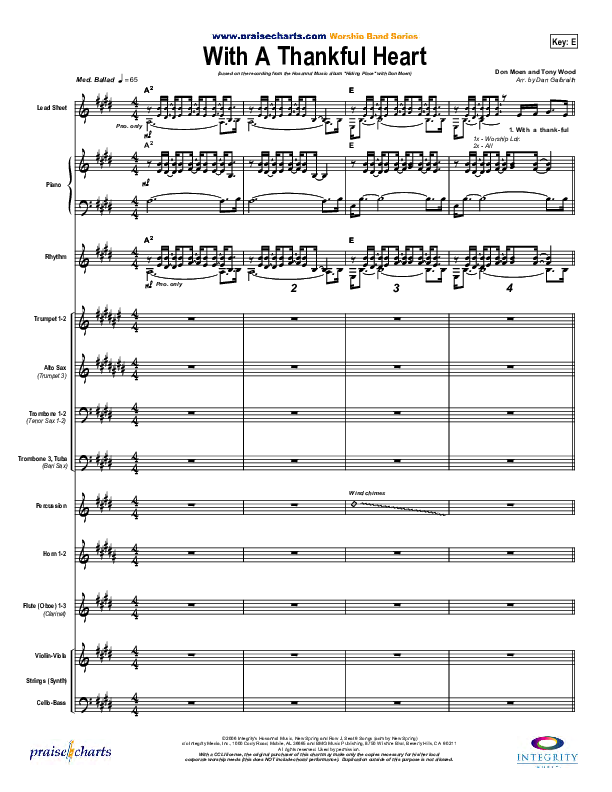 With A Thankful Heart Conductor's Score (Don Moen)