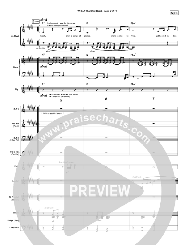 With A Thankful Heart Conductor's Score (Don Moen)