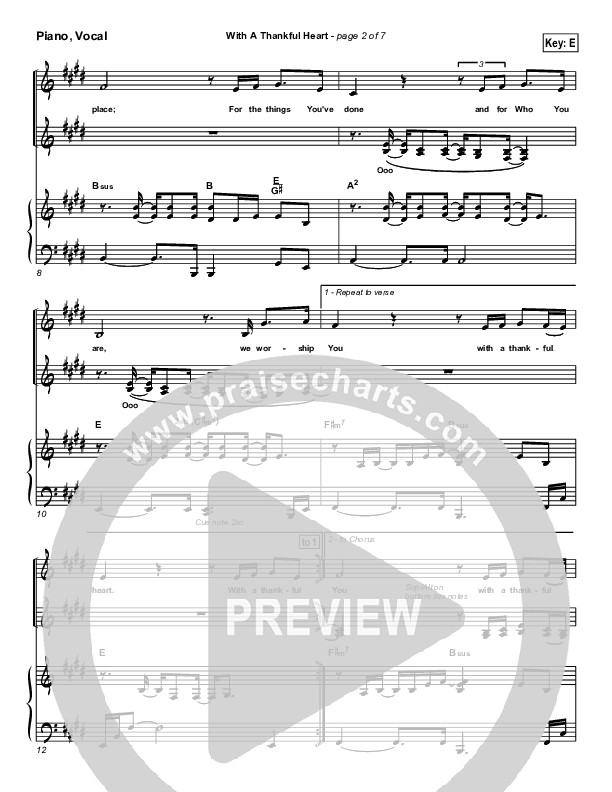 With A Thankful Heart Piano/Vocal & Lead (Don Moen)